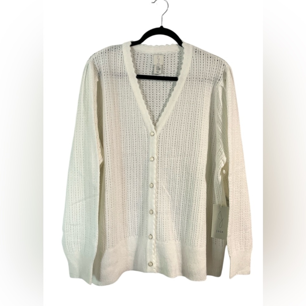Joie White Textured Knit Cardigan Sweater